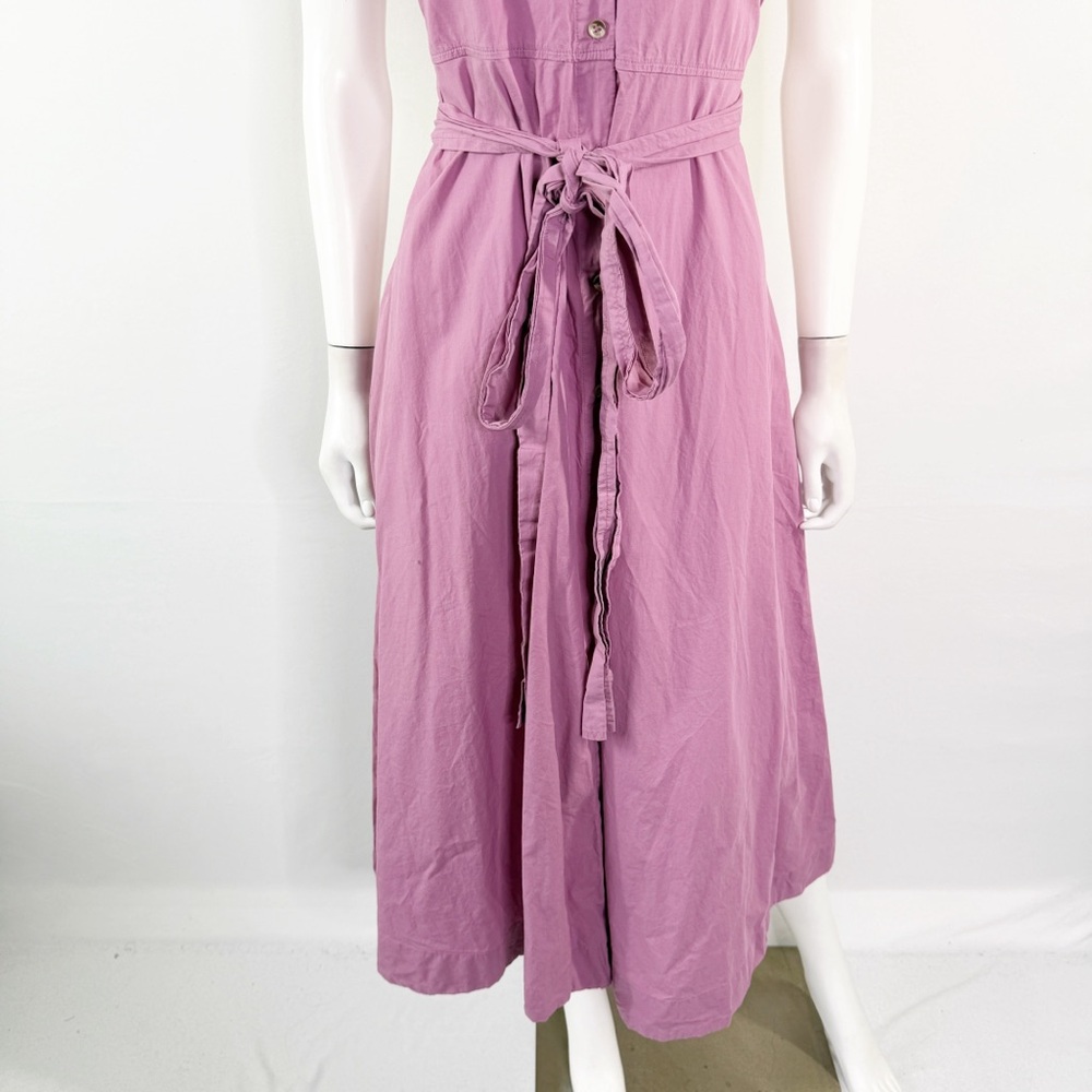 HATCH Purple Belted Maternity Midi Shirt Dress Size 1 US S Collared Short Sleeve - Picture 5 of 12